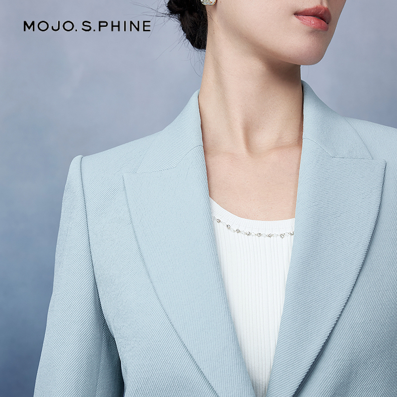 MOJO莫佐西装春秋复古戗驳领垫肩廓形2025年新款休闲通勤外套女