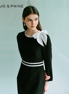 【舒心】MOJO AVENUE莫佐2025新款法式名媛蝴蝶结连衣裙女优雅黑