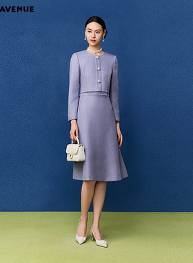 朗姿/MOJO莫佐2026春新品老钱优雅假两件连衣裙女职场晚宴中长裙