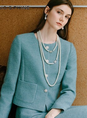 【舒心】MOJO AVENUE莫佐2025新款气质香风套装女薄荷绿箱型短外