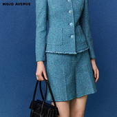 朗姿 高腰A字休闲裤 MOJO莫佐2026春新品 复古蓝细闪小香粗花呢短裤