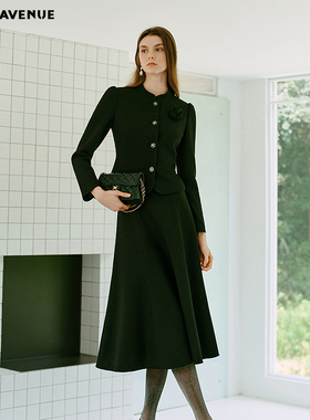 MOJO AVENUE莫佐2025新款新中式立领短外套女经典山茶花时尚套装