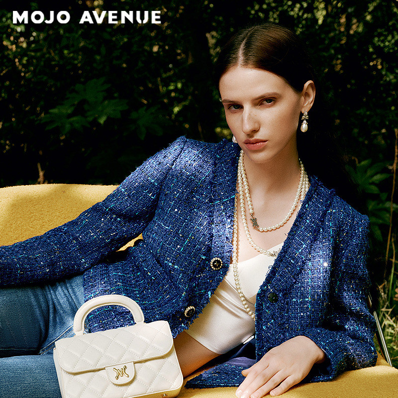 朗姿/MOJO AVENUE莫佐2026春新品粗花呢小香短外套女显瘦优雅贵族图片