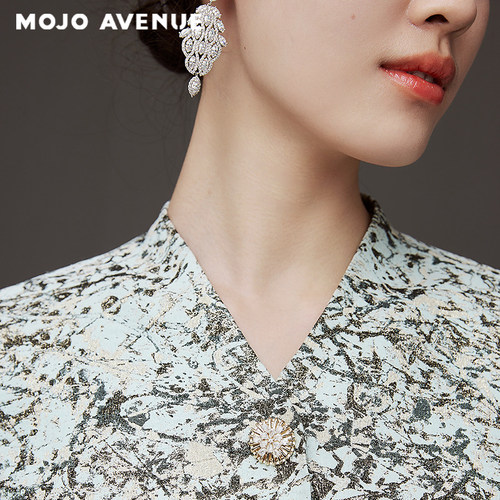 朗姿/MOJO AVENUE莫佐2025冬新款新中式国风印花套装夹克短