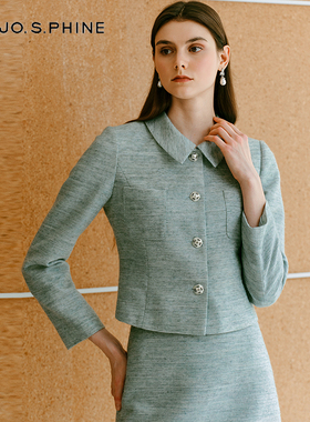 【舒心】MOJO AVENUE莫佐2025新款法式短外套女秋冬薄荷绿微收腰
