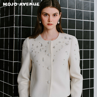 法式 AVENUE莫佐2025秋冬新款 千金感香风短外套女钉珠高 MOJO 朗姿