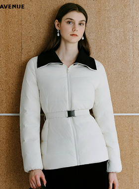 MOJO AVENUE莫佐2025新款撞色白鹅绒羽绒服女冬季时尚修身显瘦保