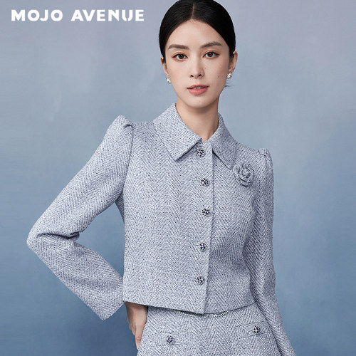朗姿/MOJO AVENUE莫佐日本花呢香风短外套2025新款精致简约轻奢上