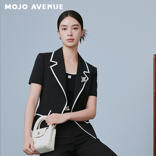 时 AVENUE莫佐黑白撞色曼妙蜂腰短外套2025年新款 朗姿 MOJO