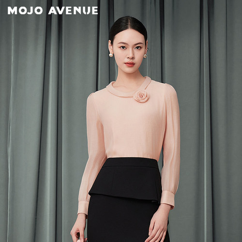 朗姿/MOJO AVENUE莫佐浪漫优雅荷叶边休闲衬衫2025年新款时