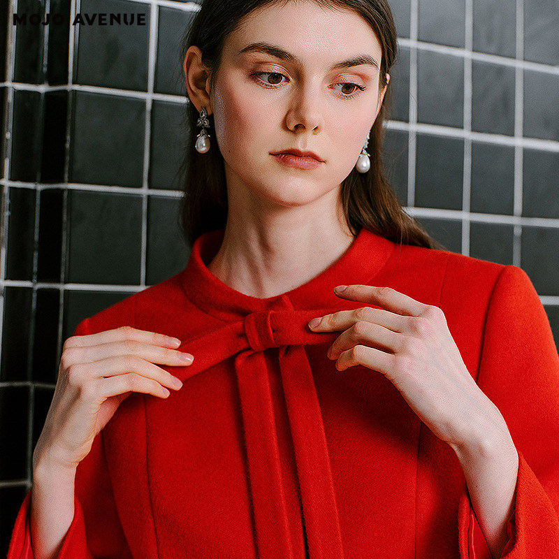 朗姿/MOJO AVENUE莫佐2025冬新品复古静奢风羊毛短外套女优雅蝴蝶,女装/女士精品,短外套,淘宝优惠券,粉丝福利购,淘宝优惠卷