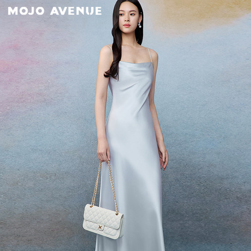 【冰岛流光】朗姿/MOJO莫佐2026夏新品修身吊带连衣裙欧若风长裙