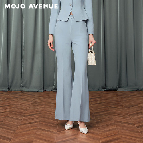 【舒心】朗姿/MOJO AVENUE莫佐2025秋新款简约西裤女高腰直筒微喇