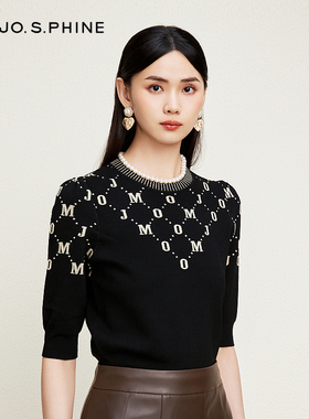 【舒心】MOJO AVENUE莫佐经典黑金配色针织衫2024年新款