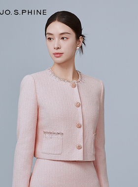 朗姿/MOJO AVENUE莫佐优雅千金小香风短外套2025新款时尚钉