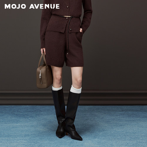 【舒心】朗姿/MOJO AVENUE莫佐耗牛绒松弛静奢高腰针织短裤