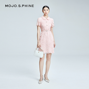 MOJO优雅浪漫韩国雕花蕾丝连衣裙2024年新款 立体剪裁长裙 气质修身