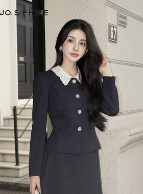 【舒心】MOJO AVENUE莫佐2025秋玛德琳法式简约通勤蕾丝拼接短外