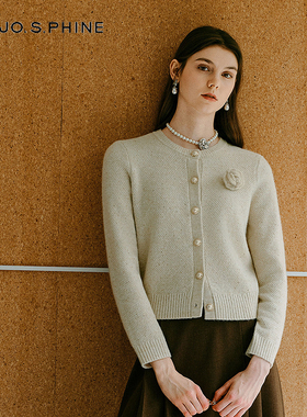 【舒心】MOJO AVENUE莫佐2025冬新款老钱风立体山茶花针织开衫女