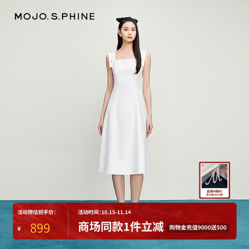 MOJO莫佐无袖吊带连衣裙2024年新款夏季优雅气质百搭修身中长裙女