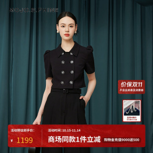 短袖 气质泡泡袖 上衣朗姿集团 夏季 MOJO莫佐通勤短外套女2025新款