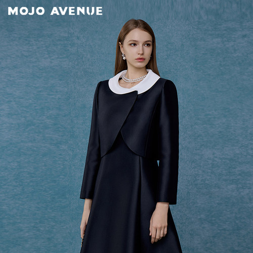 朗姿/MOJO莫佐2026秋新品设计感千金名媛撞色短外套职场优雅上衣