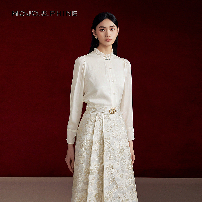 MOJO莫佐新中式国风衬衫2024年新款精致气质温婉时尚休闲亲肤上衣