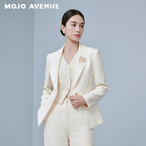 朗姿/MOJO AVENUE莫佐都市职场干练气质正肩西装2025新款纯