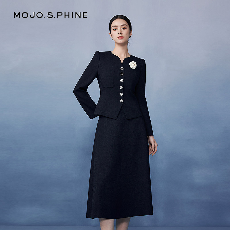 MOJO莫佐韩国肌理感山茶花小香风短外套2025年新款高级感简约上衣