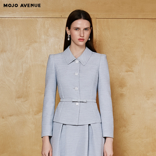 朗姿/MOJO春季新品2026轻熟收腰西装外套女雾霾蓝职场通勤上衣