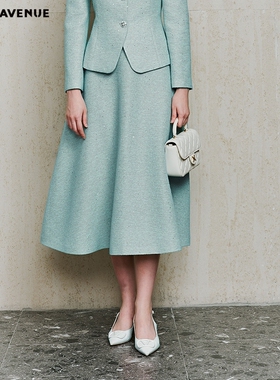 朗姿/MOJO莫佐2026春新品薄荷细闪优雅A字半身裙通勤日常中长裙