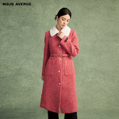 朗姿 优雅收 时尚 MOJO AVENUE莫佐高级感香风羊毛大衣2024秋冬新款