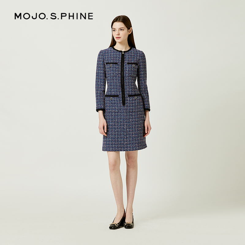 【成衣进口】MOJO莫佐早秋气质连衣裙2024年新款优雅修身中长裙女