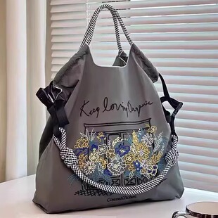 日本代购ballchain刺绣门庭窗花帆布包女2026春大容量包包购物袋