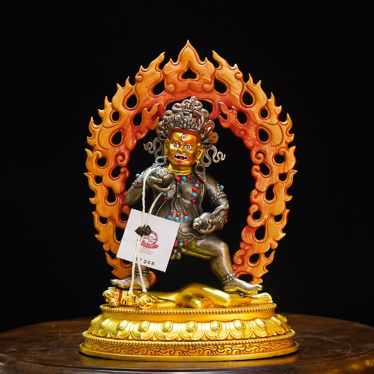 藏传纯银财神七寸黑财神佛