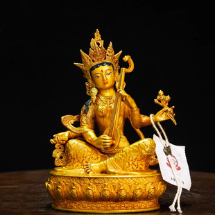 藏式纯铜妙音天女佛像系列家用供奉摆件精品仿古鎏金天女铜像