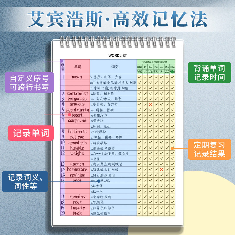 词加厚考研记背生词本子线圈默写