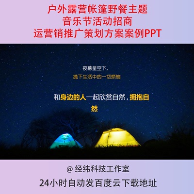 户外露营帐篷野餐主题音乐节活动招商运营销推广策划方案案例PPT