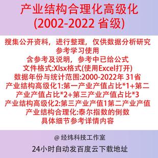 省产业结构合理化高级化2022-2002数据excel面板无缺失含参考说明