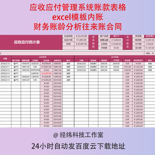 应收应付管理系统账款表格excel模板内账财务账龄分析往来账合同