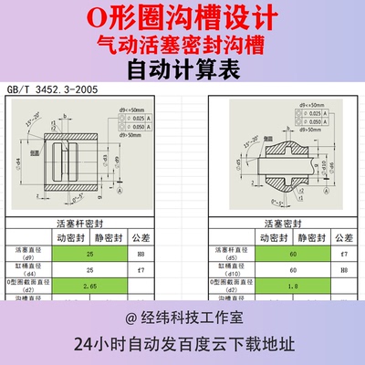 O形圈沟槽设计自动计算表格密封圈标准规范液压气动用橡胶密封圈