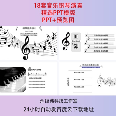 音乐会PPT模板 钢琴演奏会宣传策划动态静态模板演示幻灯片