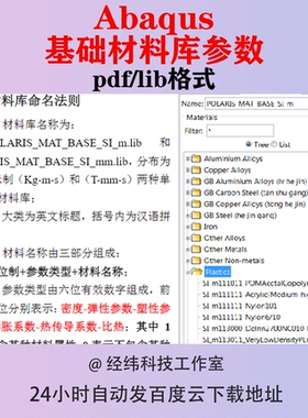 Abaqus材料库参数基础有限元单位lib源文件密度弹性塑性系数比热