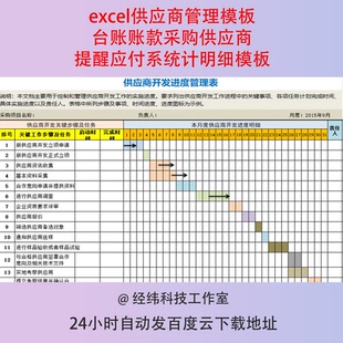 excel供应商管理模板台账账款采购供应商提醒应付系统计明细模板
