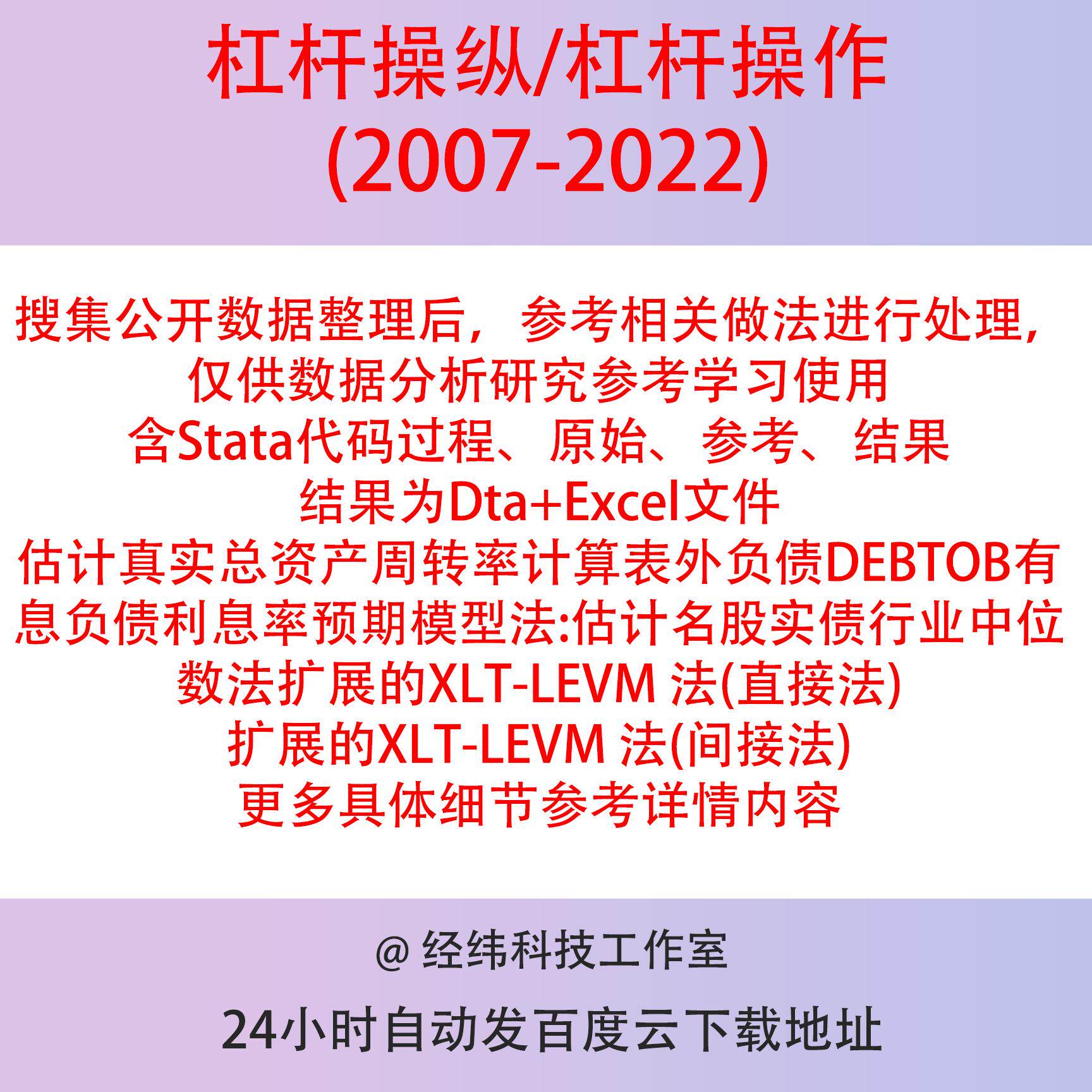 杠杆操纵/杠杆操作数据2022-2007包含原始stata处理流程结果参考