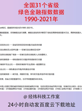 1990-2021全国31个省级绿色金融指数据信贷投资保险债券支持excel