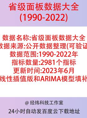 省级面板数据大全1990-2022含线性插值版和ARIMA模型填补最新更新