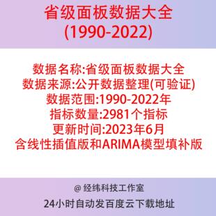 省级面板数据大全1990-2022含线性插值版和ARIMA模型填补最新更新