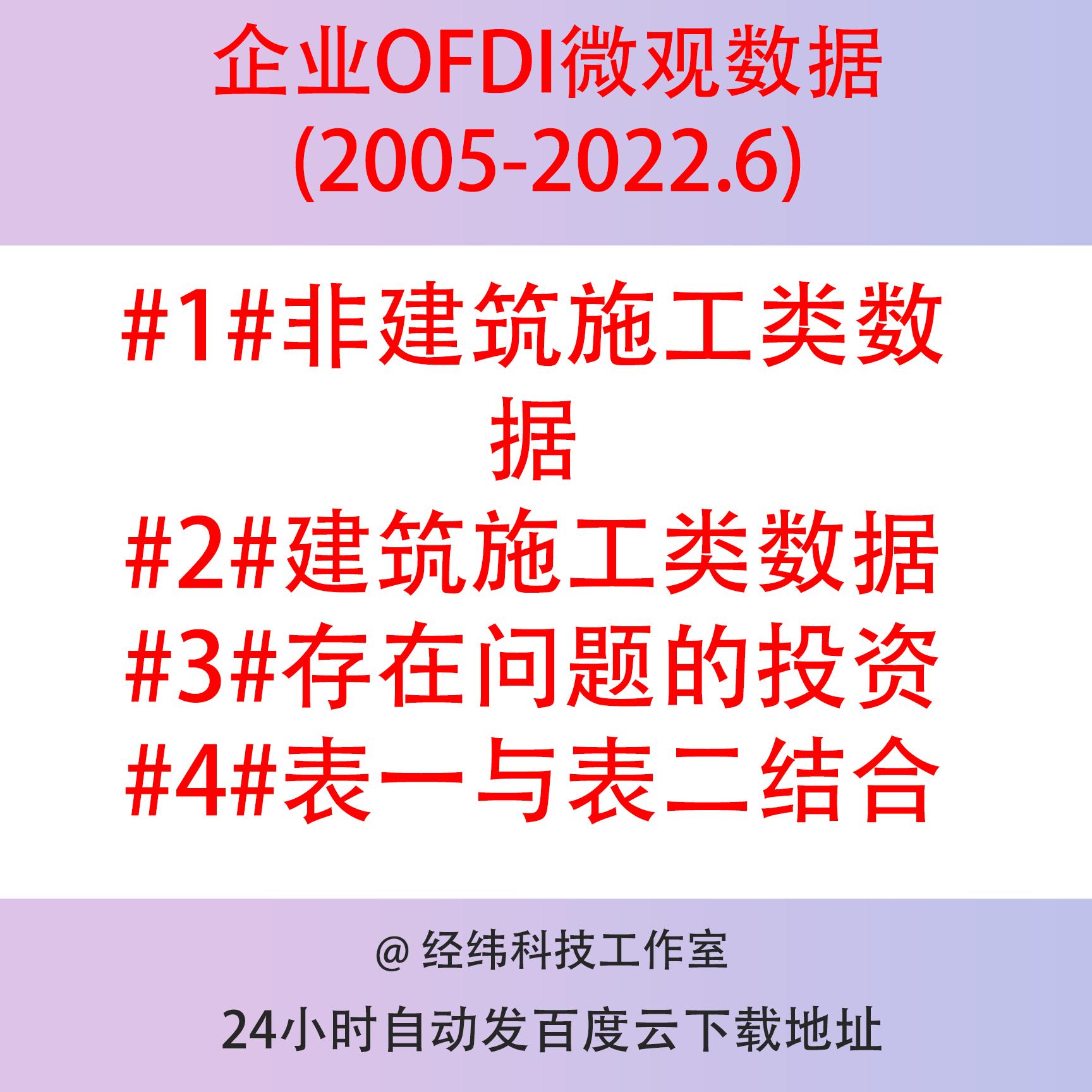 企业OFDI微观数据（2005-2022.6）excel版本，海外投资数据走出去