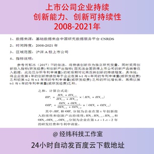 2008-2021上市公司企业持续创新能力可持续性原始数据+代码+结果